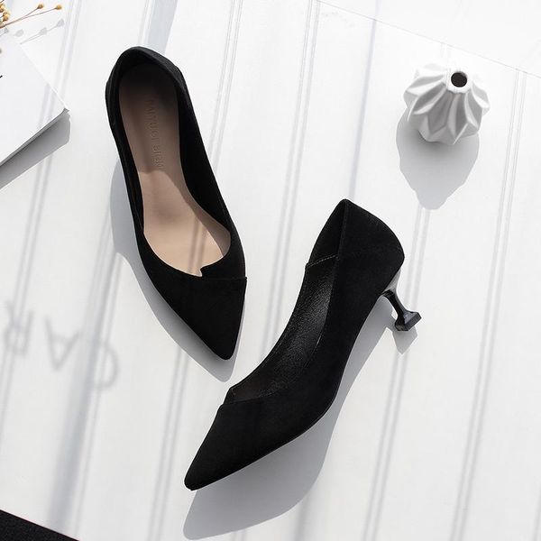 

dress shoes 2021 women pumps middle heels thin office ladies nude luxury spring autumn designer 5cm heel, Black