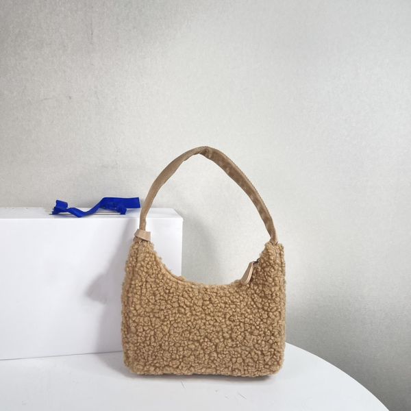 

ladies brown plush carry underarm bag-