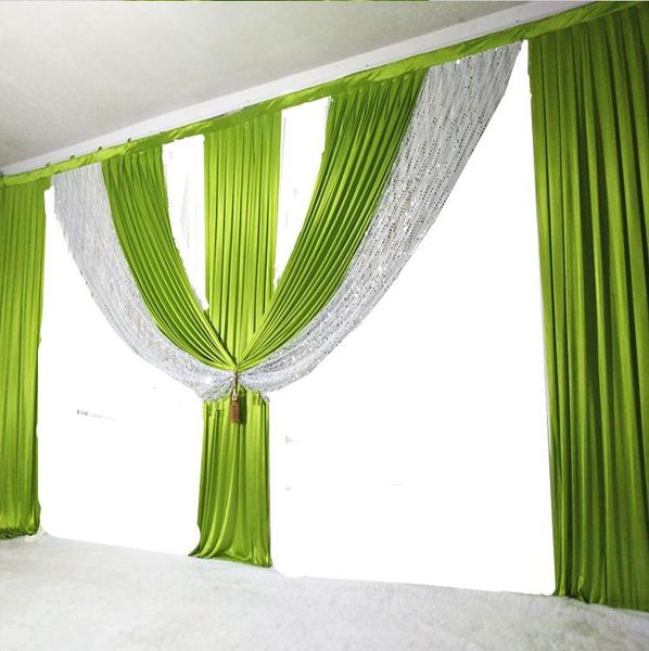 

party decoration wedding swags 6m length green with sequins for backdrop curtain event stage background drapes