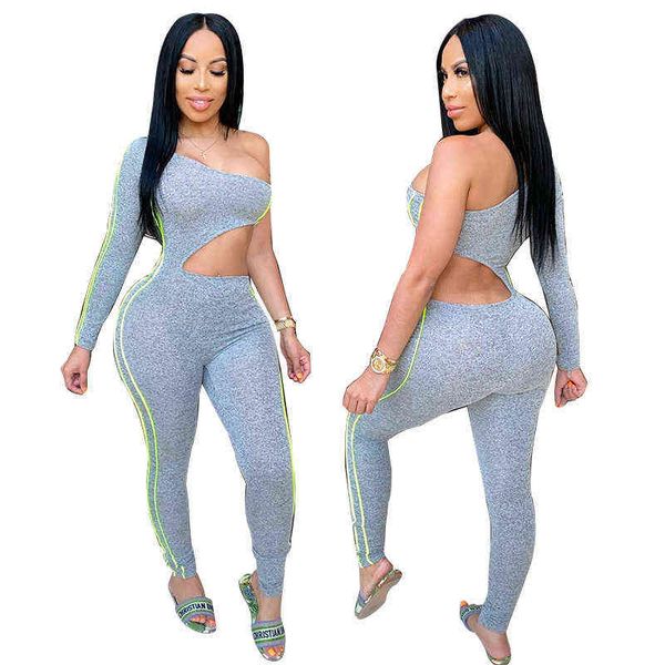 

arrivals women slash neck jumpsuits summer fashion casual lady's clubwear hollow out high waist skinny rompers 211116, Black;white