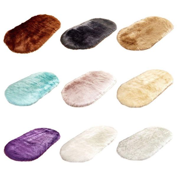 

oval area rug faux wool fluffy shaggy kids play mat warm floor carpet cushion carpets