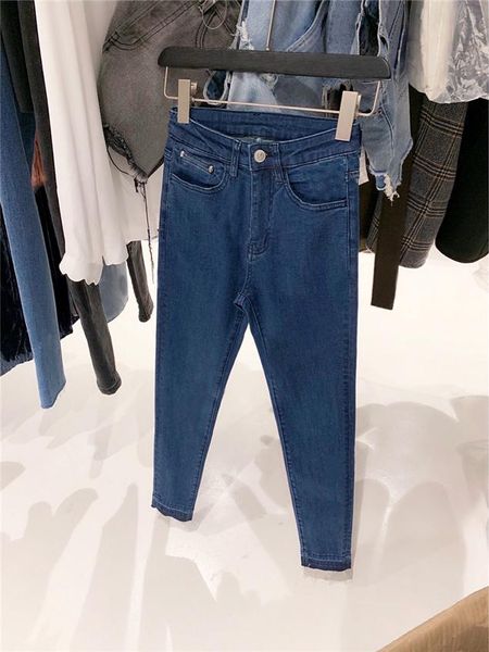 

women's jeans women pants spring / summer 2021 denim trousers fashion casual indigo washed high-waist, Blue