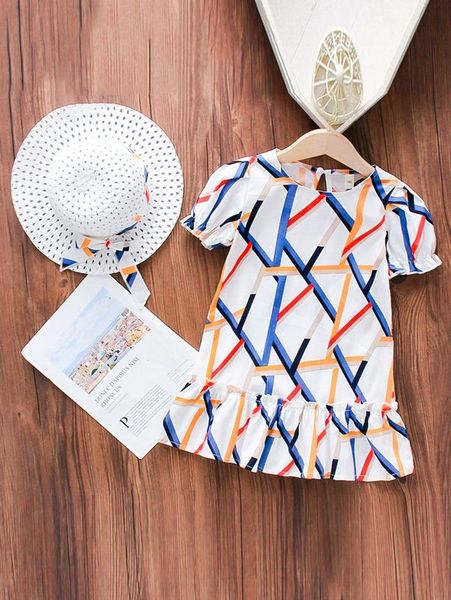 

toddler girls frill trim babydoll dress & hat she, Red;yellow