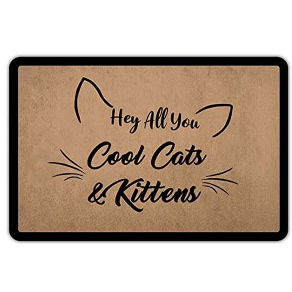

front door mat entrance floor hey all you cool cats and kittens funny doormat decorative indoor outdoor carpets