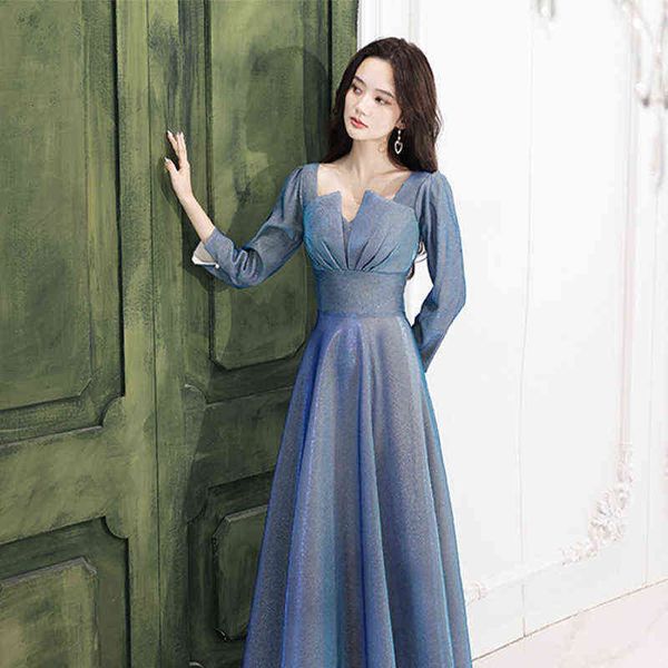 

luxury party evening dress evening female 2021 autumn winter banquet temperament long sleeve celebrity french host slim, Black