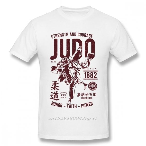 

strengh and courage judo 1882 faih power shir ee unique design shirt cotton big size homme -shirt 210706, White;black