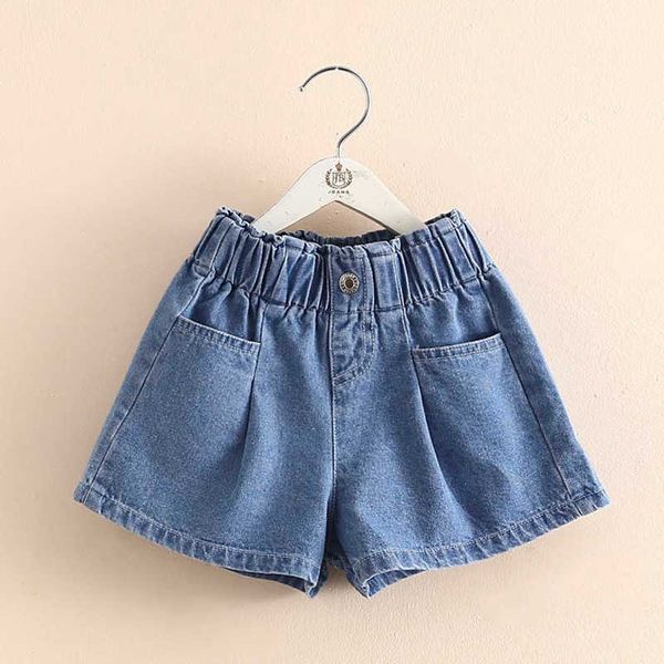 

summer fashion cute 3 4 5 6 7 8 9 10 11 12 years children pocket cotton big size loose denim shorts for baby kids girls 210529, Black