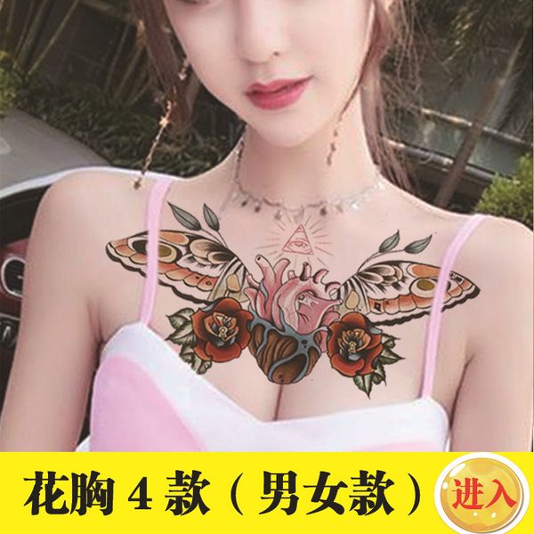 

flower chest tattoo sticker waterproof large picture of men and women guanyin buddha erlang god