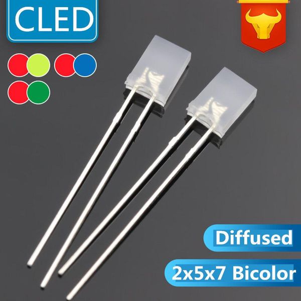 Bulbos 1000pcs 2x5x7mm Quadrado LED 2-PIN BICOLOR DIP 257 RedBlue Redgreen Não Polar Transparente 5mm LED (CEROSH)
