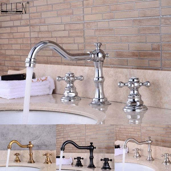 

bathroom sink faucets widespread faucet 3 hole deck mounted dual handle cold water mixer tap brush nickel chrome finished el80