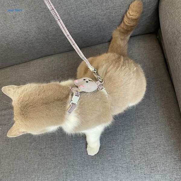 

cat collars & leads harness and leash set for walking escape proof pet kitten breathable