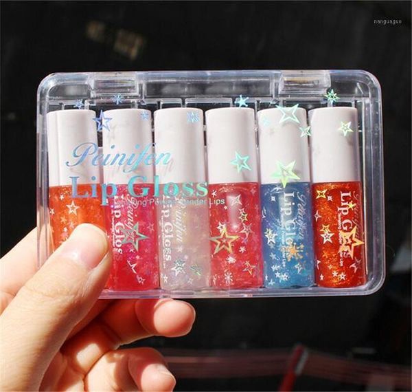 

6pcs/set transparent lip gloss shiny clear oil cute fruit liquid lipstick moisturizing plumper women gel1