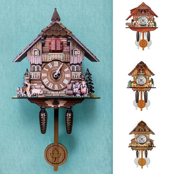 

wall clocks 1pcs cuckoo clock handicraft vintage wooden tree house for bedroom living room school office