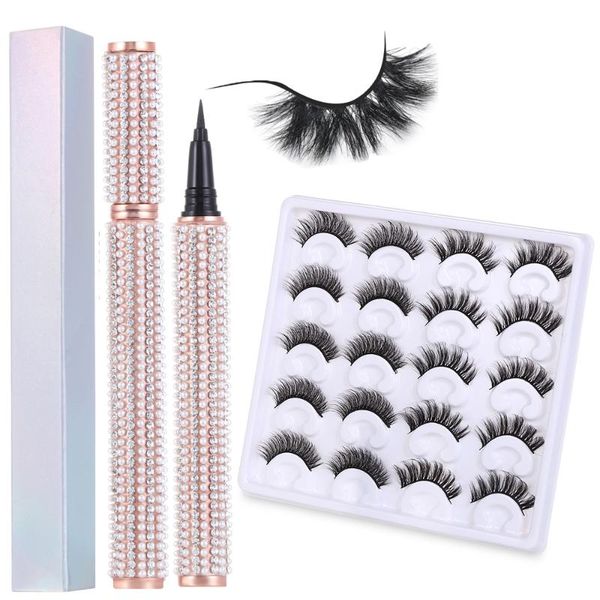 

magic self-adhesive eyeliner pen no magnetic eyelashes kit 2 in 1 eye liner lash glue waterproof&long lasting for