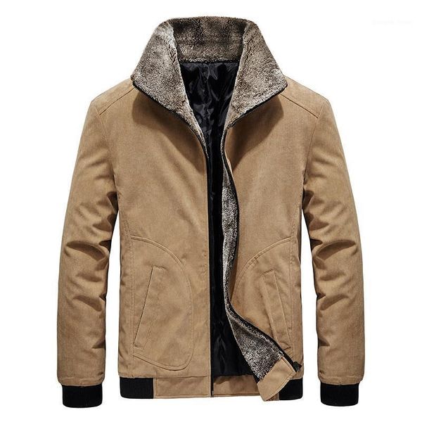 

men's down & parkas 2021 winter warm casual cargo jackets coats cotton lined thick thermal solid color corduroy outerwear big size 6xl, Black