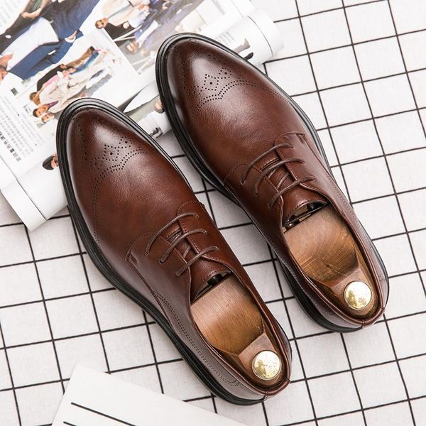 

dress shoes mens oxford casual luxury british style for men lace up men's office loafers fashion footwear, Black