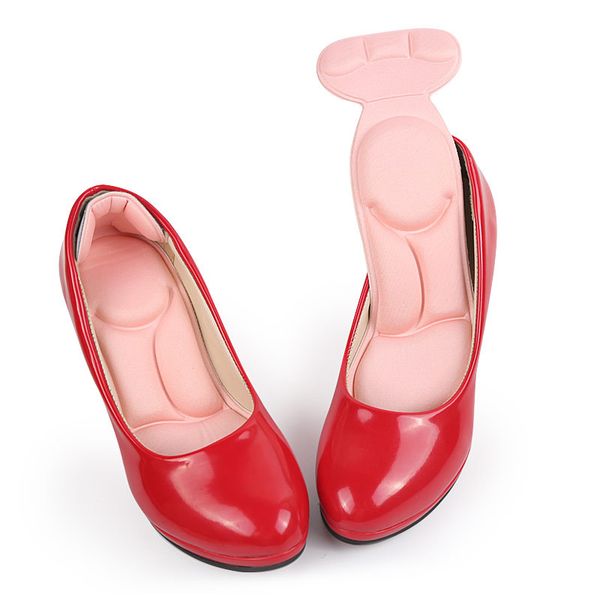 

1 pair insole pad inserts heel post back breathable anti-slip for high heel shoe, White;pink