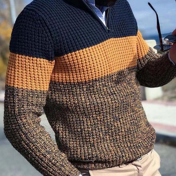 

men's sweaters men autumn winter pullover jumper long sleeve v neck color block knitted sweater, White;black
