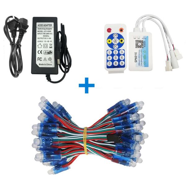 

modules 50pcs 12mm ws2811 full-color led pixel module ip68+sp601e bluetooth controller+5v 6a power adapter