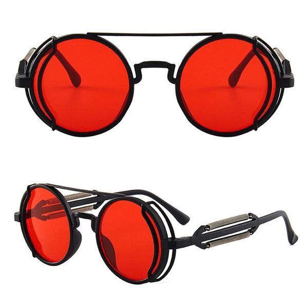 

sunglasses punk steampunk retro men's round eyewear women uv400, White;black