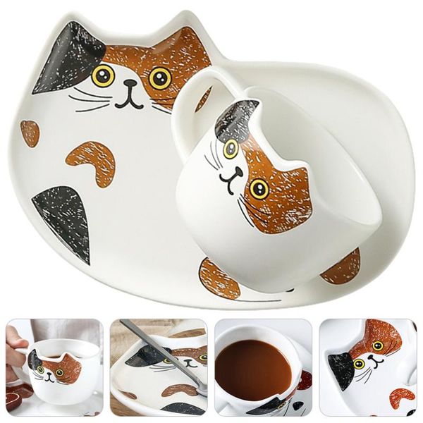 

mugs 1 set ceramic mug cup adorable cat design water saucer for home office
