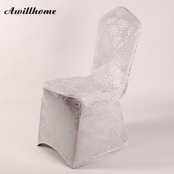 

chair covers 100pcs silver bronzing spandex coverwedding fancy rose cover