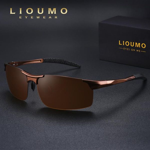

sunglasses lioumo polarized men retro glasses for women aluminum magnesium frame male driving eyewear brown lentes de sol hombre, White;black