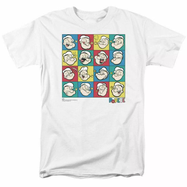 

popeye color block t shirt licensed comic book cartoon tee white, White;black