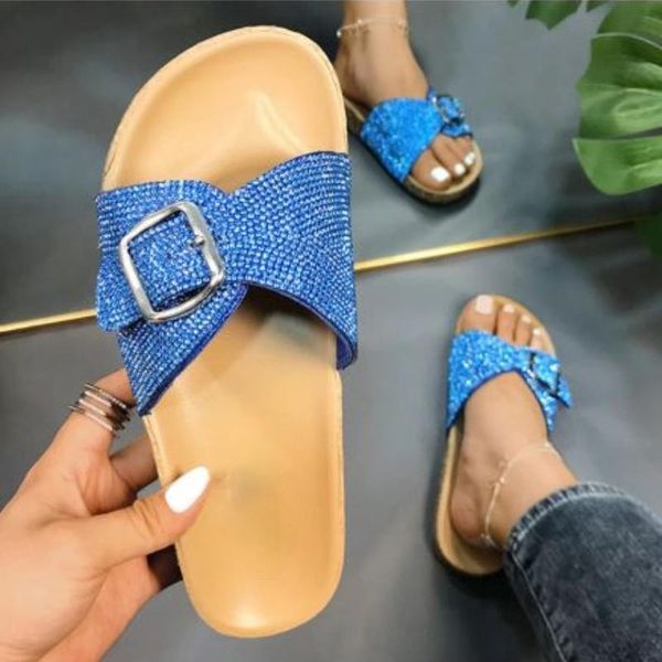 

slippers 2021 summer women's fashion slippers, sandals, street diamond decorative soft bottom women sandals 5ke228, Black