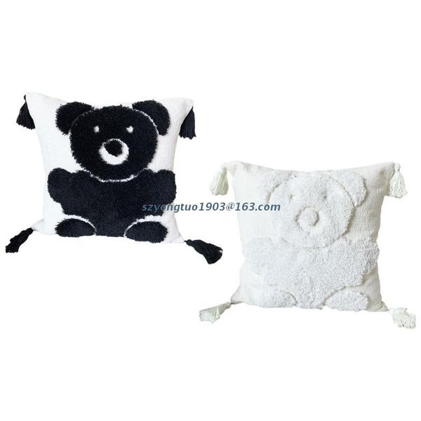 

pillow case p82c soft throw cover boho style cushion bear tufted pillowcase shell for sofa couch car bedroom living room decor