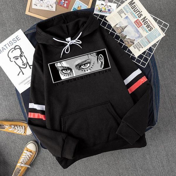 

men's hoodies & sweatshirts harajuku kakegurui japanese anime yumeko jabami eyes printed hoodie streetwear casual sweatshirt, Black