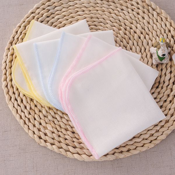 

baby cotton handkerchief double layer gauze feeding multi function saliva baby small square towel, Blue;white