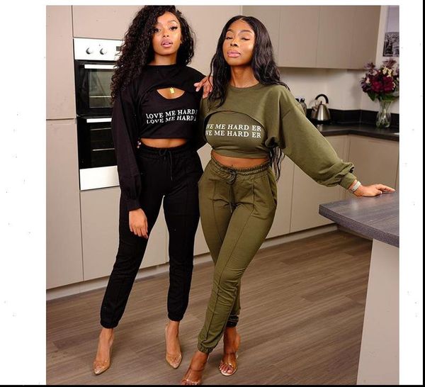 

fall clothing two piece womens tracksuits set jogger suits, Gray