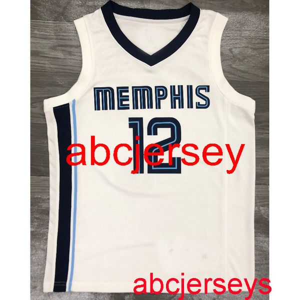

12# morant 2020 white basketball jersey men's s,m,l,xl, vest, Black