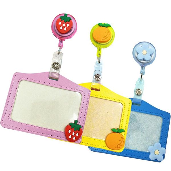 

card holders cartoon animals silicone case holder bank students bus id identity badge with retractable reel, Brown;gray