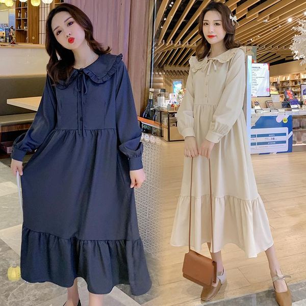 

maternity dresses 6720# clothes spring autumn long sleeve easy matching loose stylish dress for pregnant women mom, White