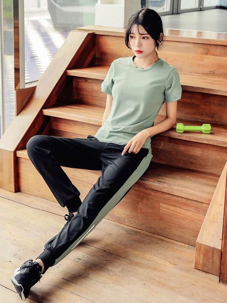 

women's tracksuits vipwomen's loose korean student casual two piece long pants morning running fitness quick dry clothes yoga suit, Gray