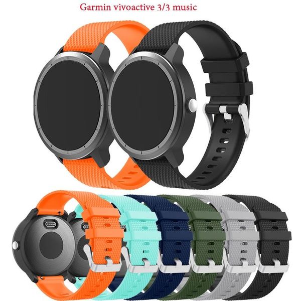 

watch bands colorful soft silicone replacement strap for garmin vivoactive3 vivomove hr smart wristband vivoactive 3 band, Black;brown
