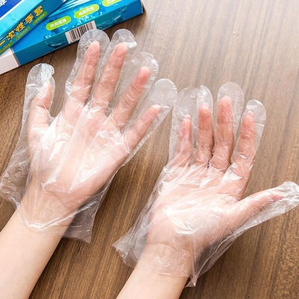 

disposable gloves 100pcs kitchen pe removable food plastic catering beauty salon transparent thickened