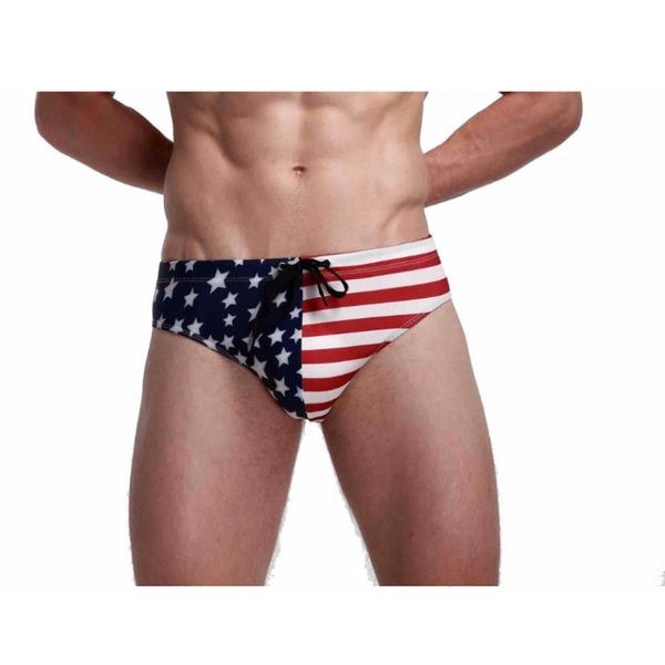 Briefs Mens Low Cintura Sexy Underpants Moda Tendão Gay Bolsa Masculina Casual Underwear Designer Verão De Algodão Slip Flag Panties
