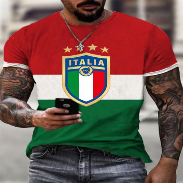 

men's t-shirts harajuku large size italia flag print short sleeve t-shirt street fashion camisetas round collar stripe loose for men, White;black