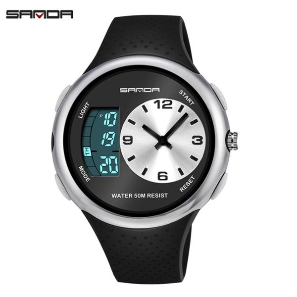 

wristwatches sanda men's simple watches black silver fashion leather band round led quartz wrist wirst business watch reloj hombre, Slivery;brown