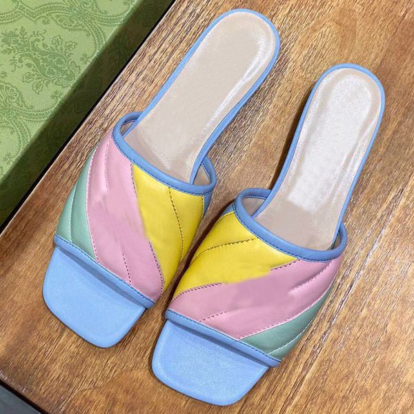 

fashion designer rainbow color slippers womens sandals embroidery sequin shoes low heels large size casual sandal 35-42 classic button flat, Black