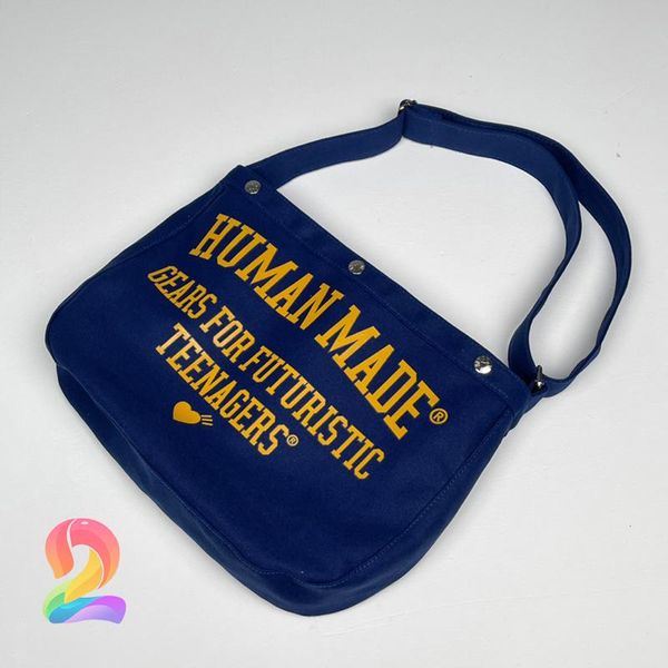 

backpack human made high street men women letter printing vintage canvas messenger bag fashion couple