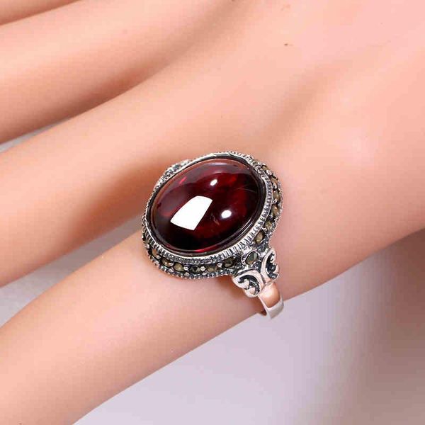 

cluster rings zhjiashun royal 100% 925 sterling silver natural gemstone garnet for women vintage ruby ring jewelry, Golden;silver