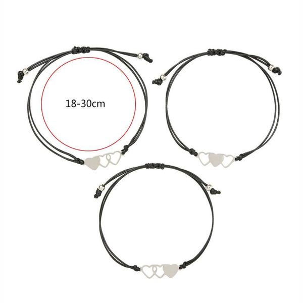 

charm bracelets xx9c 3 pcs matching heart sister card bracelet stainless steel handmade braided friendship jewelry gifts, Golden;silver