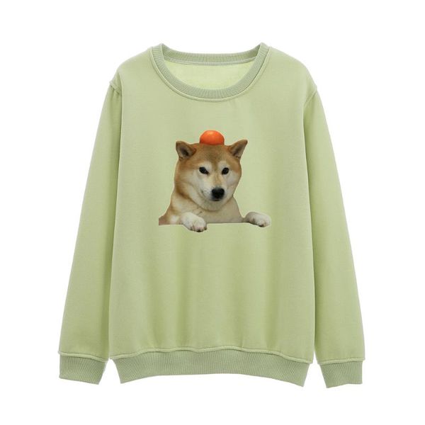 

women's hoodies & sweatshirts shiba inu animal fashion streetwear women o-neck long sleeves cotton pullovers harajuku funny sweatshirt, Black