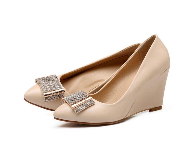 

women's shoes in spring and autumn slope heel pointed end@243, Black