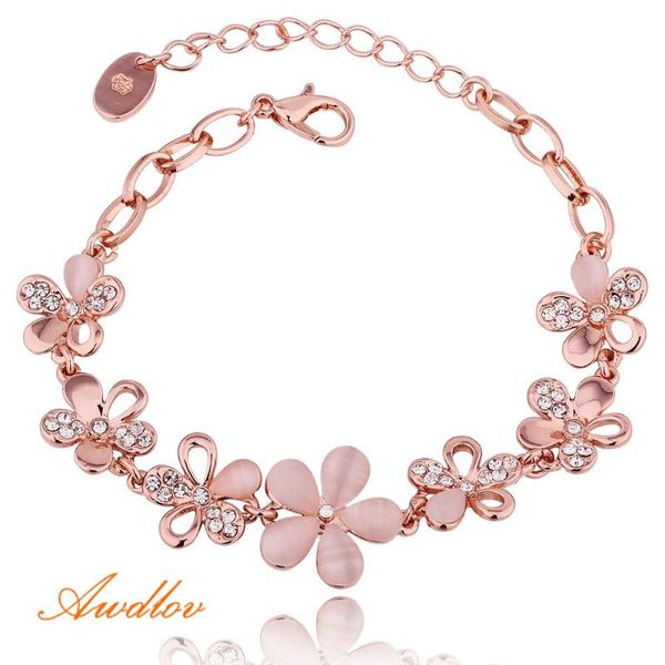 

charm bracelets rose gold floral crystal lady bracelet, Golden;silver