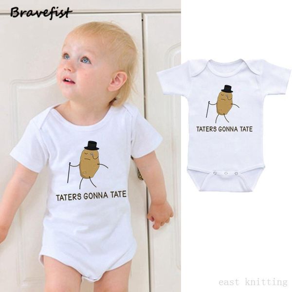 

rompers cartoon potato print born bodysuits 0-24months summer children boys girls clothes short sleeve infant outfits jumpsuits tees, Blue